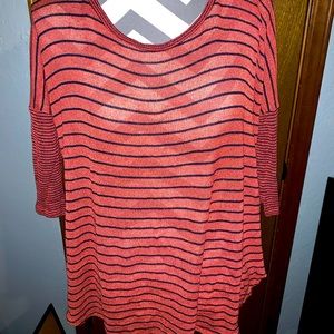 Bobeau Orange Striped top Medium Dillard’s